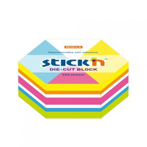 Karteczki samoprzylepne Stick'n 61x70mm, 250szt Sześciokąt neonowy